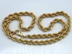 A 9ct gold rope chain, 380mm long, 6.2g