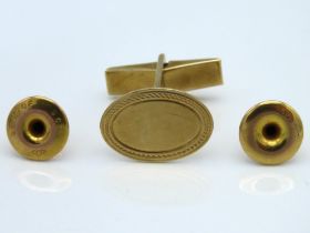 A 9ct gold cuff link & a pair of 9ct gold collar s