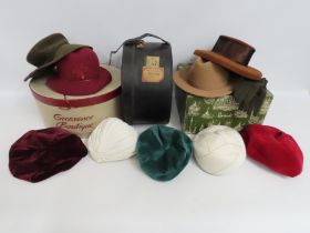 A selection of fifteen fashion hats including Harvey Nichols, Joule & Son, Diane Logan, Jaeger & new