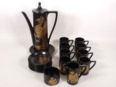 A Portmierion 'Phoenix' coffee set comprising coff