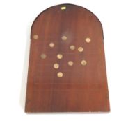 An antique shove ha'penny board, 610mm x 380mm