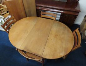 A Danish mid century oak extending table by C. J. Rosengaard with three inserts, total length fully