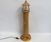 A large wooden lighthouse lamp, 820mm tall