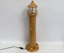 A large wooden lighthouse lamp, 820mm tall