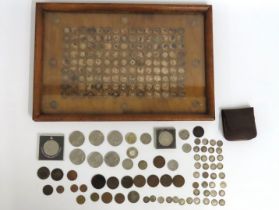 A tray mounted with farthings twinned with other c