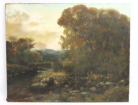 An unsigned, large 19thC. landscape oil on canvas