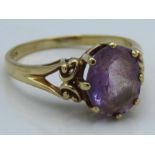 A 9ct gold ring set with amethyst, 2.7g, size P/Q
