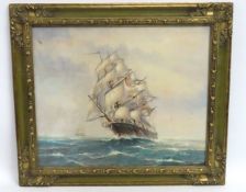 John Ambrose, a framed, signed oil of tall ship at