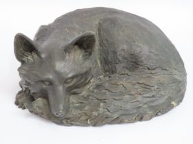 A signed limited edition bronze resin fox by Rosal