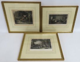 Three 19thC. framed engravings titled: Happy As A