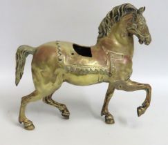 A 19thC. bronze prancing horse, saddle missing, 33
