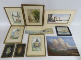 A selection of ten paintings including three unfra