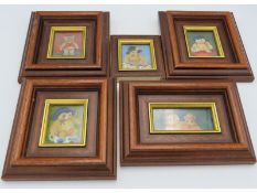 Five framed original Gillian Litchfield miniature