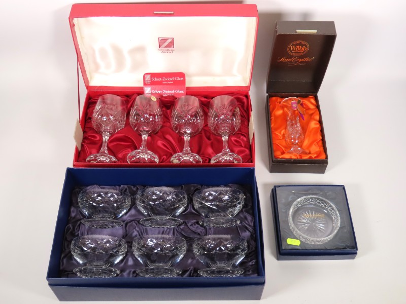 A cased set of four Schott Zwiesel wine glasses, a