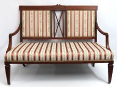 A Edwardian mahogany, Regency style two seater sofa, 1226mm wide x 950mm high to back