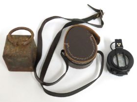 A Francis Barker M-73 compass with leather pouch t