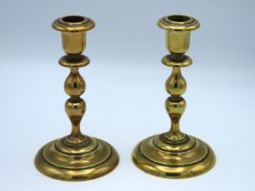 A pair of 19thC. bronze candlesticks signed Ffranc