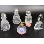 Five glass scent bottles including Caithness atomi