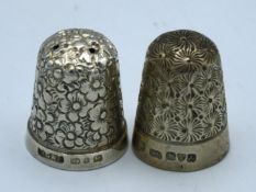 A Charles Horner Chester silver thimble, 1901, twinned with a Henry Griffiths Birmingham silver thim
