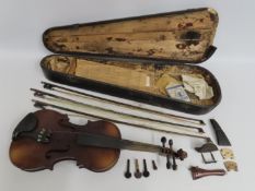 A cased Tatra violin by Rosetti, 595mm long. Strad