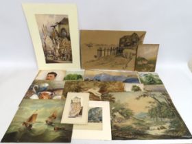 A selection of nineteen paintings & prints includi