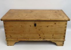 A Victorian pine coffer with candle box, small nea