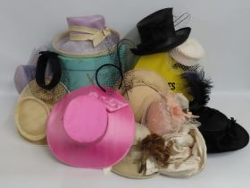 A selection of eleven fashion hats including Harrods, Selfridges, Fortnum & Mason & Peter Jones