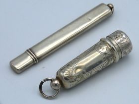 An Edwardian Birmingham silver needle case by Hall