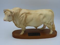 A mounted Beswick Connoisseur model of a Charolais