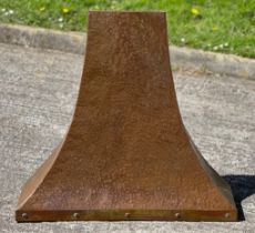 A hammered & riveted copper chimney hood, 830mm hi