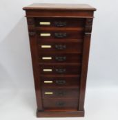 A mahogany Wellington style specimen chest of draw