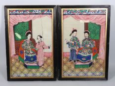 A pair of 19thC. finely painted framed Chinese ric