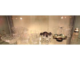 A selection of mixed glassware including a Waterfo