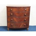 A 19thC. mahogany veneer chest of drawers, 940mm w