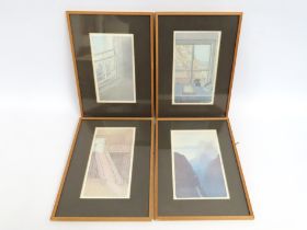 Four framed Peter Schmidt, (German 1931-1980) offs
