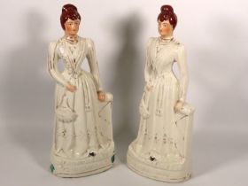 A pair of Victorian Staffordshire pottery 'Princes