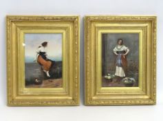 Two decorative gilt framed hand painted photograph