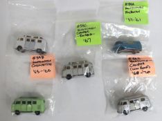 Five Lesney diecast VW vans including campers & a