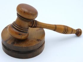 A turned early 20thC. boxwood gavel twinned with b