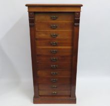 A mahogany Wellington style specimen chest of draw