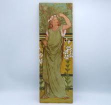 A 19thC. art nouveau Minton tile, 460mm tall x 154