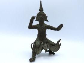 A 19thC. far eastern bronze Hanuman deity, lacking