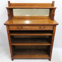 A Gillows of Lancaster oak book case with drawer &