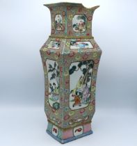 An 18th/19thC. polychrome Chinese vase of square f