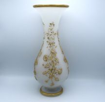 A French, 19thC. opaline glass vase with moulded f