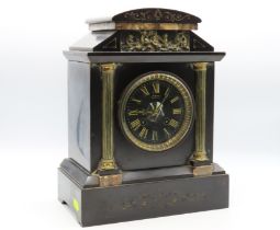 A Victorian slate clock by J. W. Benson with black