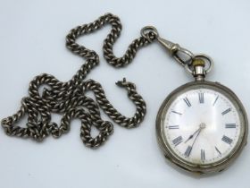 A ladies 'fine silver' top wind pocket watch with