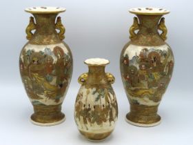 A pair of Meiji period Japanese Satsuma vases with