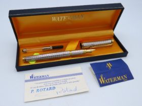 A cased Waterman 'Ideal' fountain pen with 18ct go