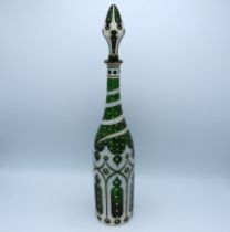 A 19thC. Bohemian overlay glass decanter with stop